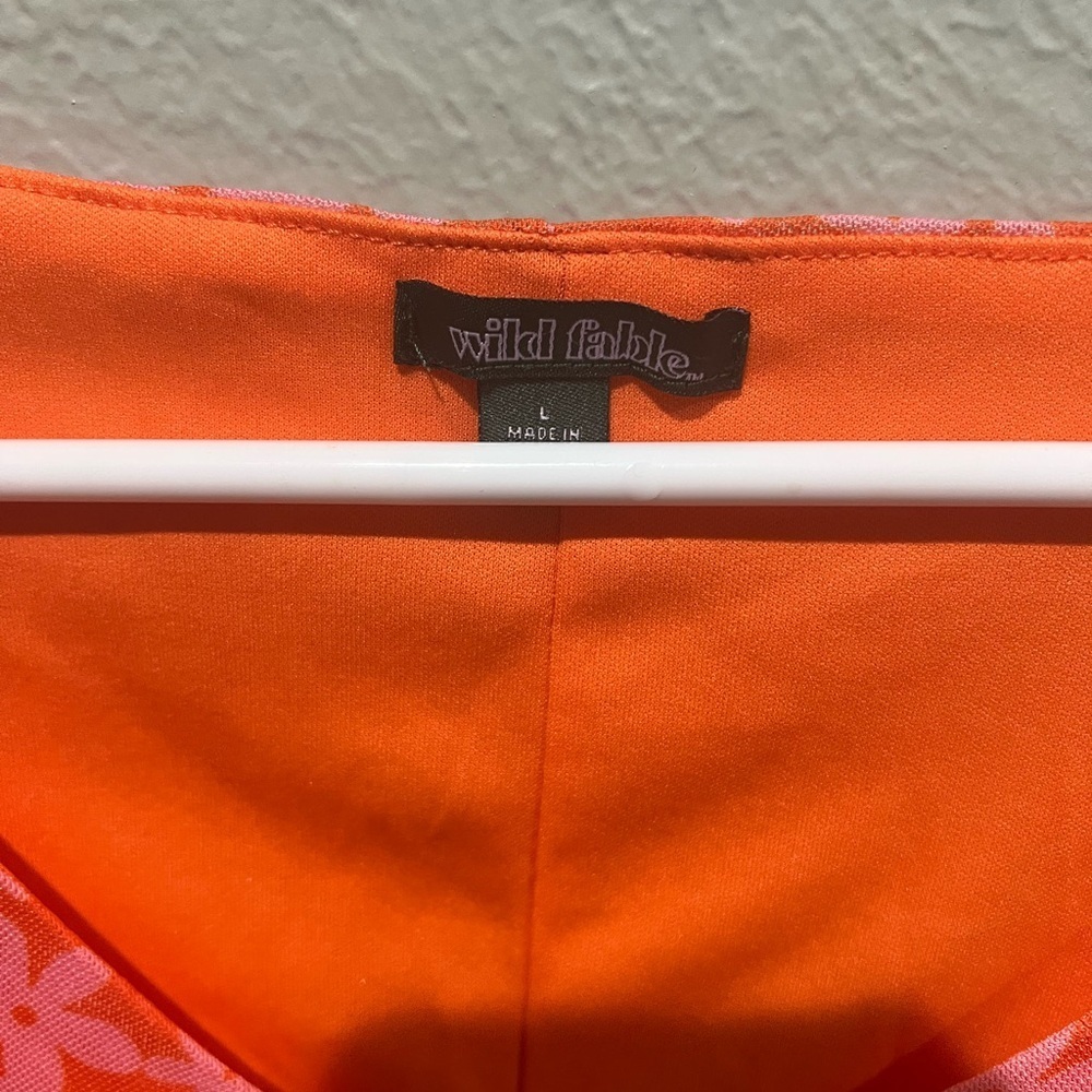 Wild Fable Orange and Pink Floral Mini Dress EUC Size L Beautiful Little Dress - Picture 2 of 3